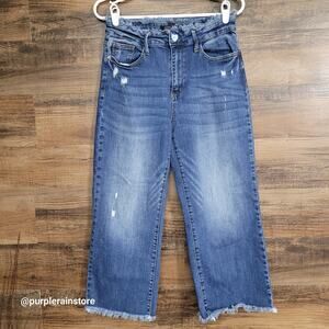 Judy Blue Jeans Jeans 29 Straight High Rise Raw Waist Hem Stretch Denim JB88503